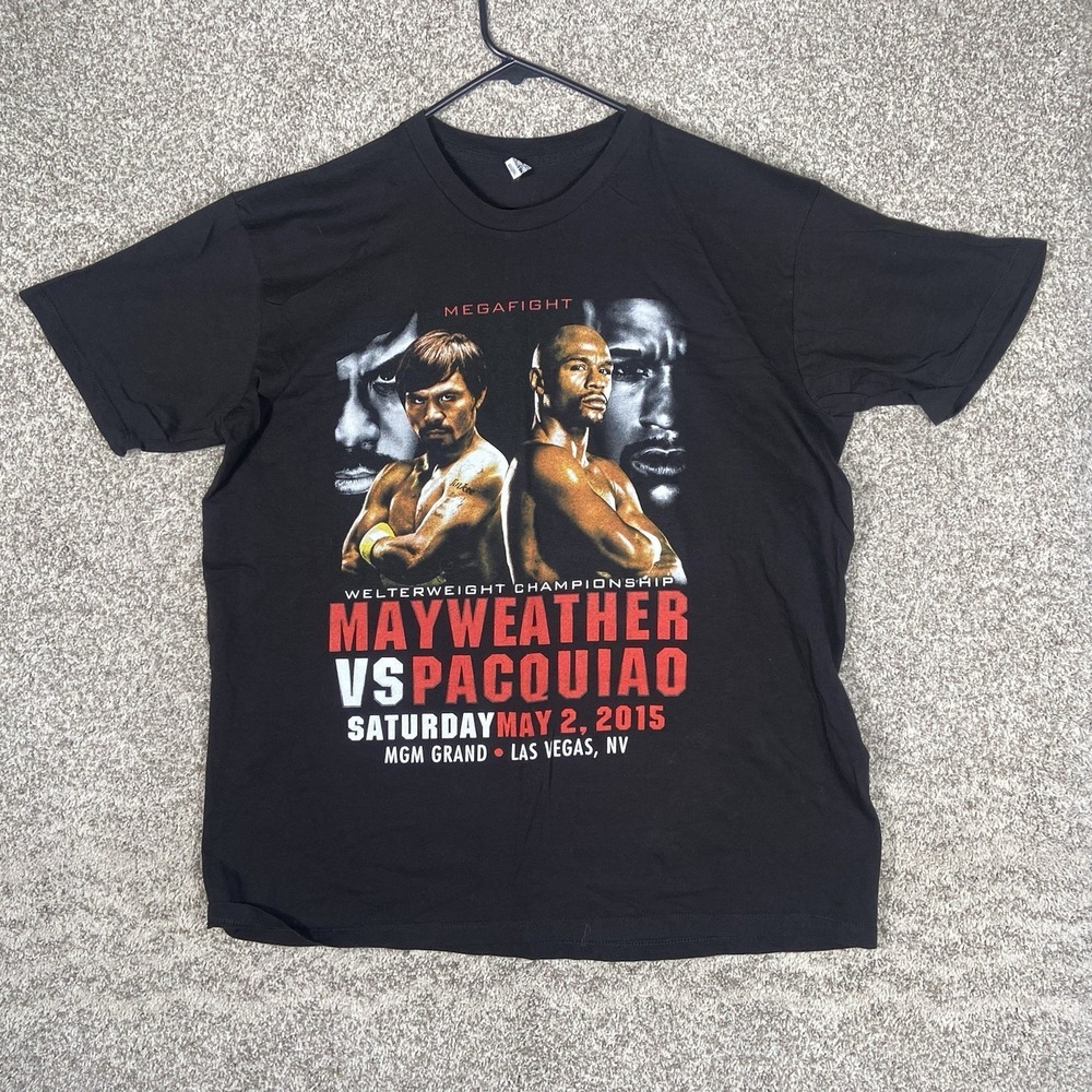 Floyd Mayweather Vs Manny Pacquiao T-Shirt Mens XL Black Mega Fight 2015 Tee